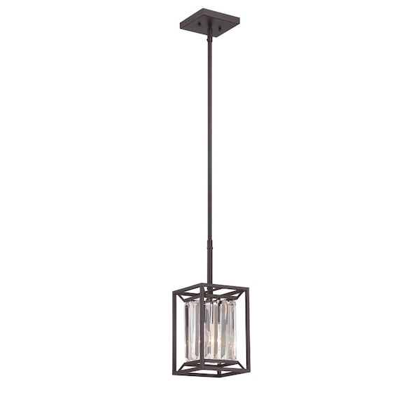 Designers Fountain Linares 100 Watt 1 Light Vintage Bronze Mini-Pendant with Crystal Prisms Shade 87430-VB - main
